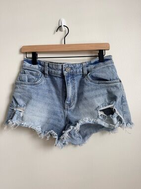 KUT Light Wash Distressed Denim Shorts